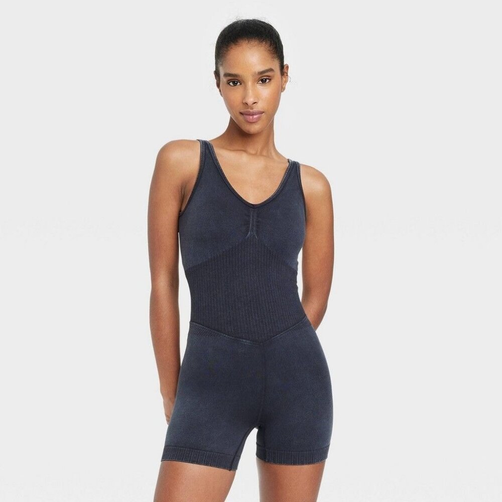JoyLab Women's Seamless Short Bodysuit Black XS